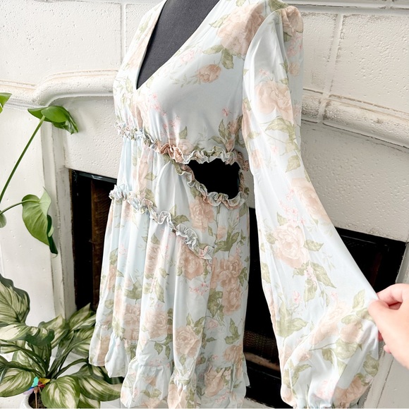 She + Sky | Floral Effortlessly Chic Cutout Sides Ruffle Dress - Picture 7 of 8